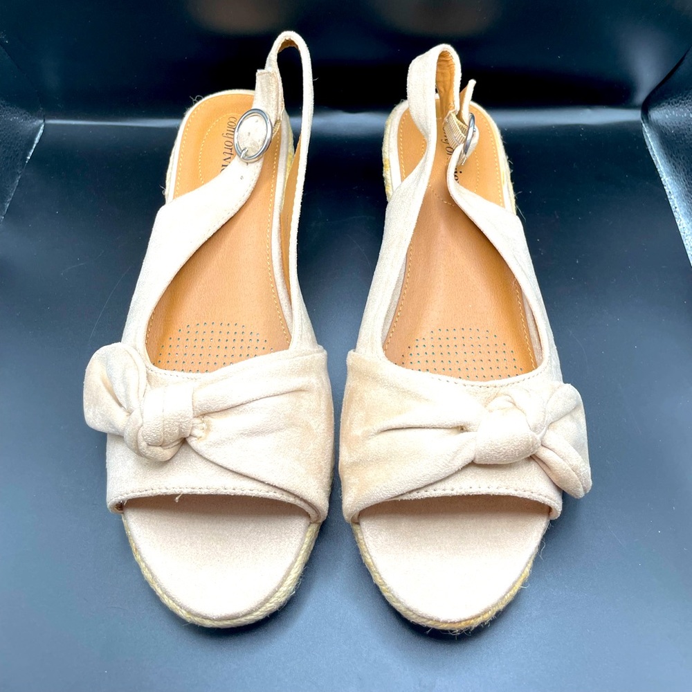 comfortview Cream Knot Front Slingback Sandals